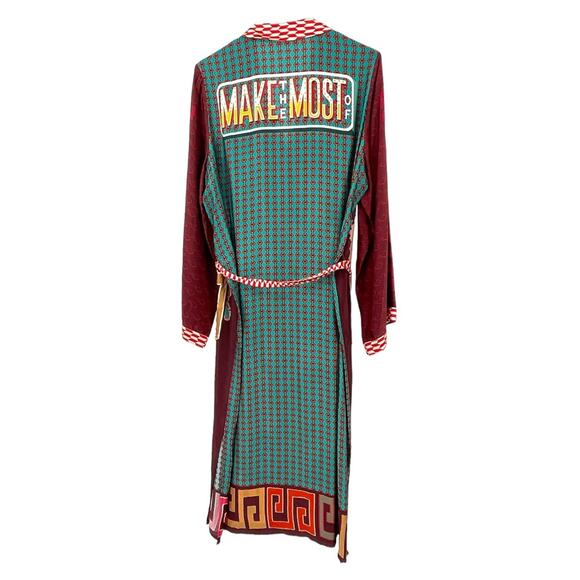 Me 369 Women's Size Small Gwen Belted Dragon Midi Dress Button Down Long Sleeve - Picture 5 of 7